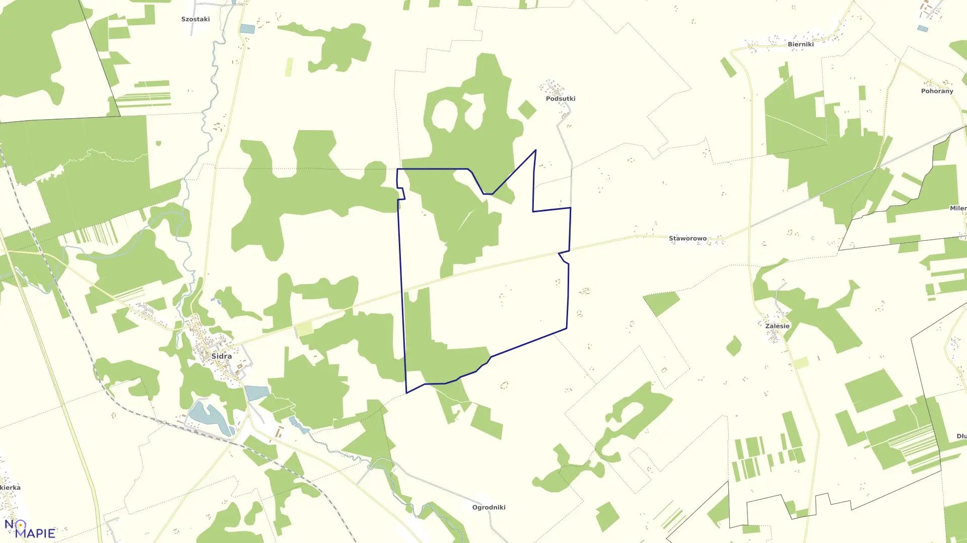 Mapa obrębu KNIAZIÓWKA w gminie Sidra