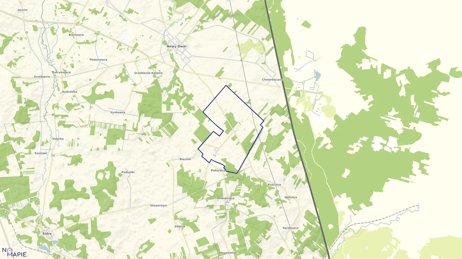 Mapa obrębu KRZYSZTOFOROWO w gminie Sidra